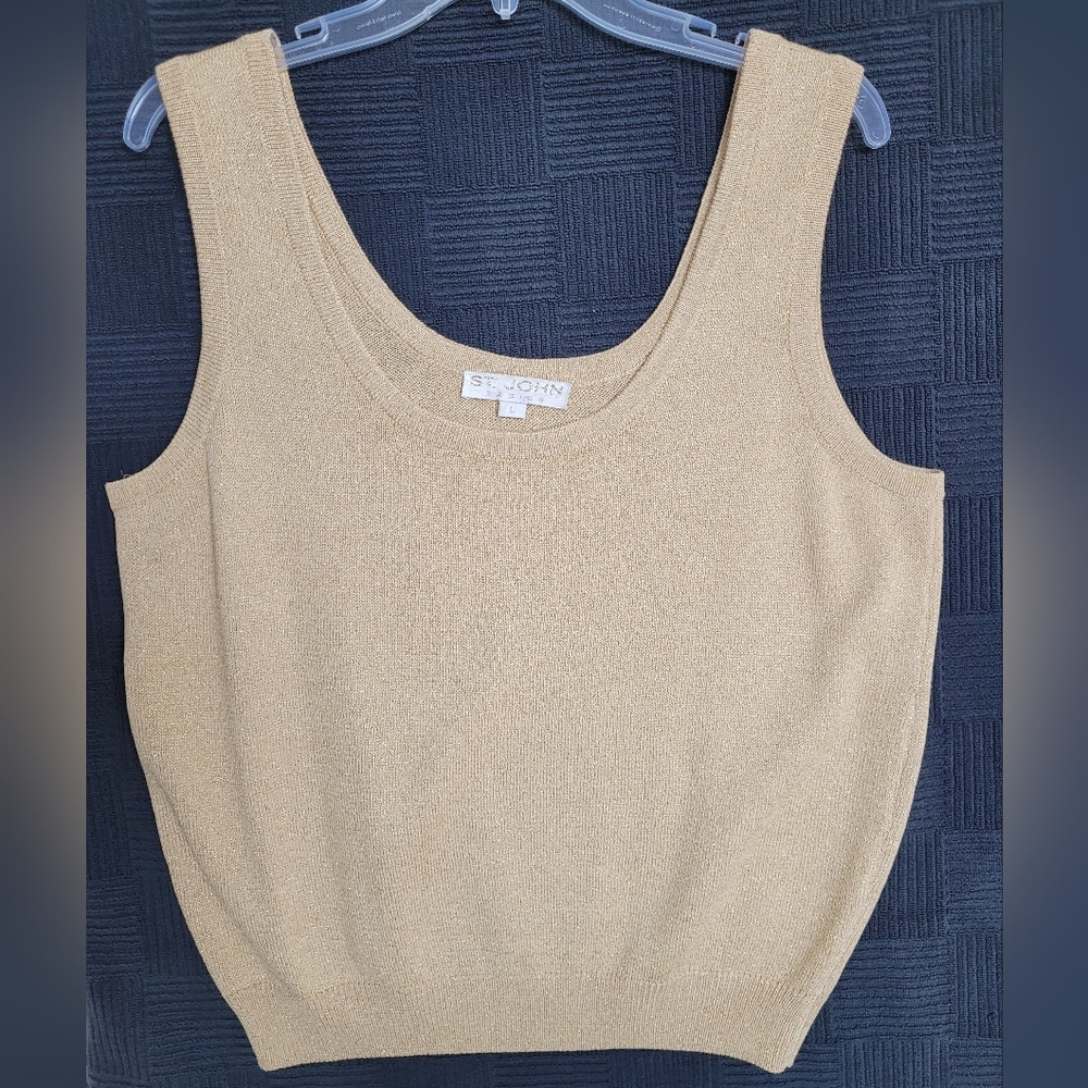 St John Gold sparkle knit top Sz Large
